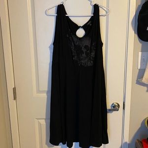 Black skater dress with skull and flowers
